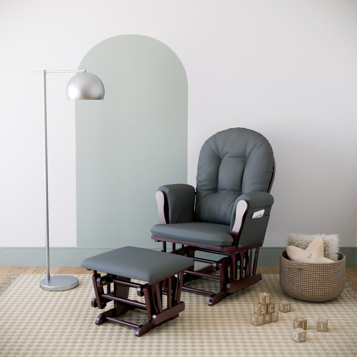 Storkcraft Hoop Fauteuil bercant et pouf - Espresso avec gris