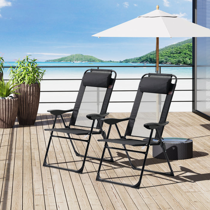Ensemble De 4 Chaises Longues Pliantes Portables Outsunny, Noires.