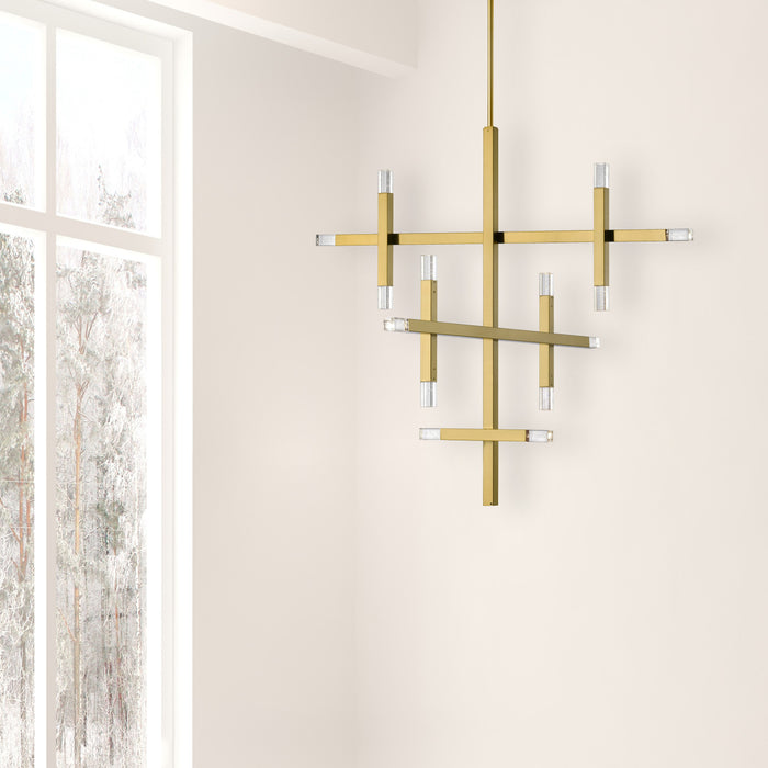 Lustre Francesca de Dainolite en acrylique qui diffuse la lumière, avec fini laiton vieilli et ampoule de 42 W
