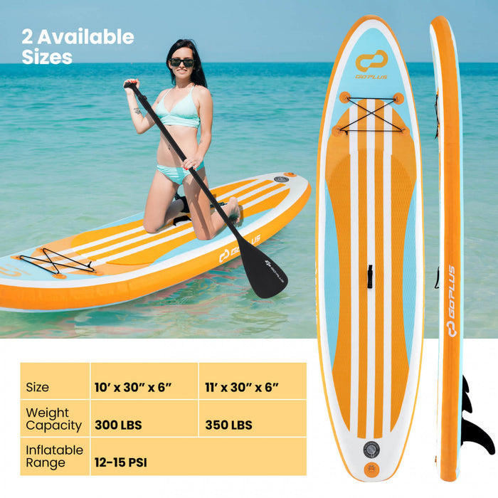 Goplus Grand Tableau Gonflable De Sup, Tableau De Pagaie Portable Avec Des Anneaux 5d Se Tiennent Sur Le Tableau De Pagaie Pour La Jeunesse Et L'adulte Orange