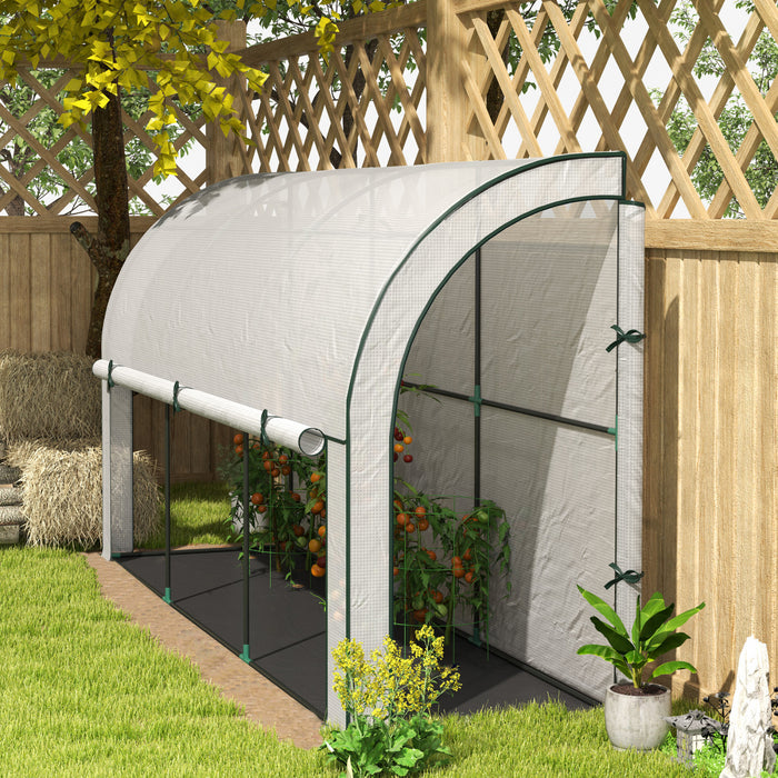 Outsunny serre adossee avec bache PE, jardinage, blanc