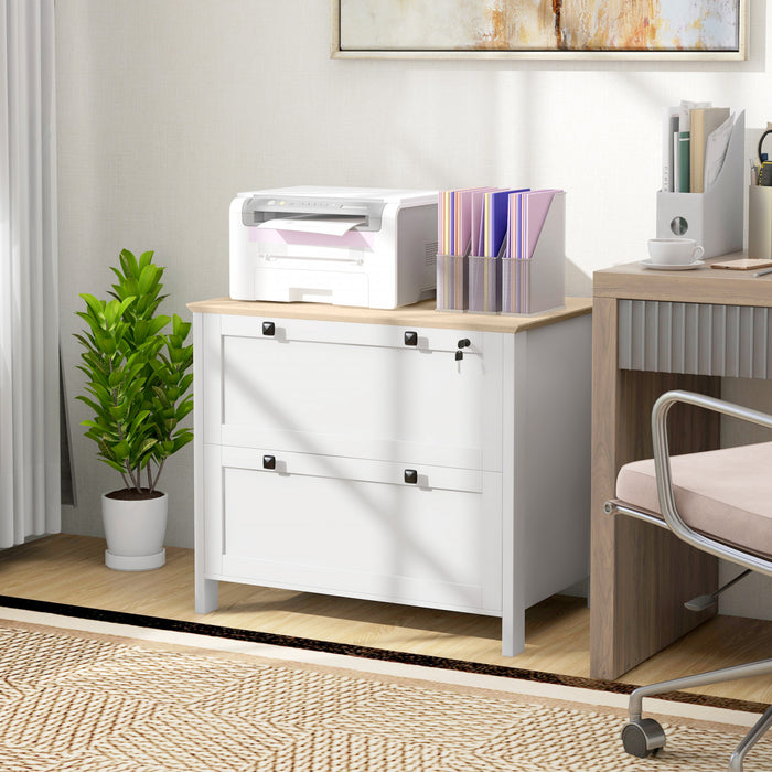 HOMCOM Classeur a 2 tiroirs avec serrure et barre de suspension reglable