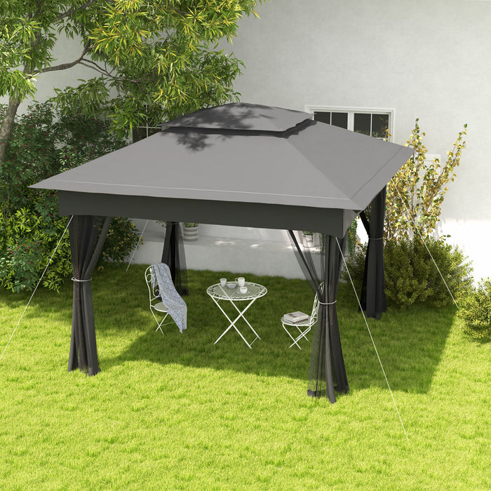 Outsunny Auvent De Tonnelle Escamotable 11'x11' Avec Sac De Transport, Gris