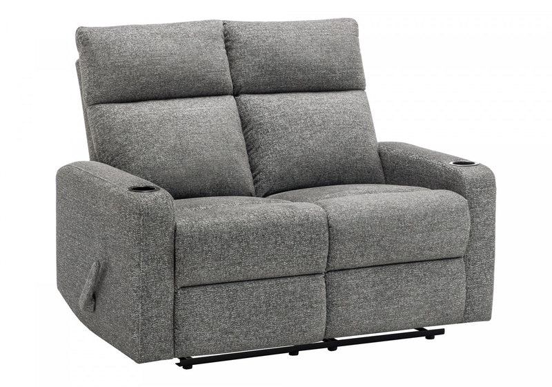 Petit Causeuse Inclinable Rembourre 2 Places, 50\" De Large, Tissu Gris Fonce, Contemporain