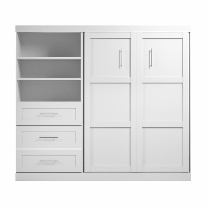 Lit double escamotable mural Pur de Bestar de 95 po avec rangement et tiroirs - blanc