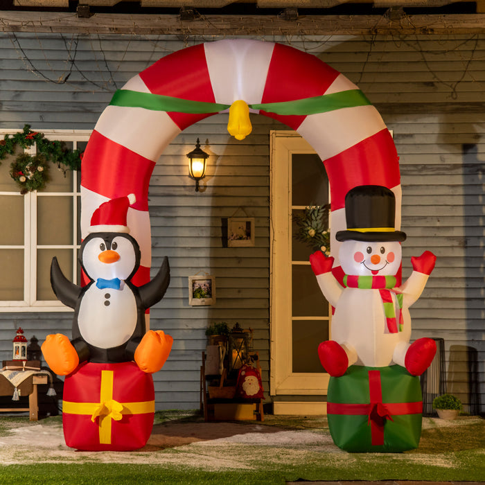 Outsunny Arche De Noel Gonflable De 9ft Avec Bonhomme De Neige