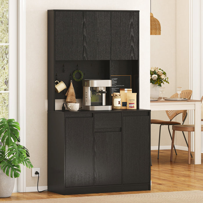 HOMCOM Armoire de rangement 71\" avec station de charge, noir