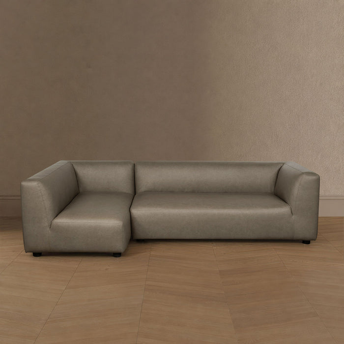 Canape sectionnel moderne contemporain Lukas 2 pieces, 300 cm, angle gauche, coloris taupe