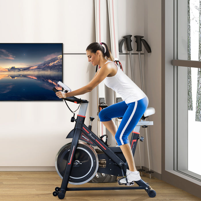 Velo D'exercice Stationnaire Vertical Soozier Velo D'entrainement D'entrainement Cardio D'interieur Avec Support De Telephone Pour Moniteur Lcd A Resistance Reglable Noir