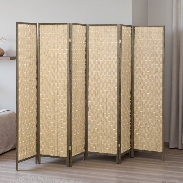 HOMCOM Ecran de Confidentialite 6 Panneaux, Paravent de 6pi, Marron