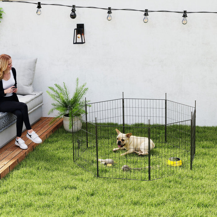 Enclos pour chiens pliable, interieur/exterieur, 60 cm de hauteur, 8 panneaux