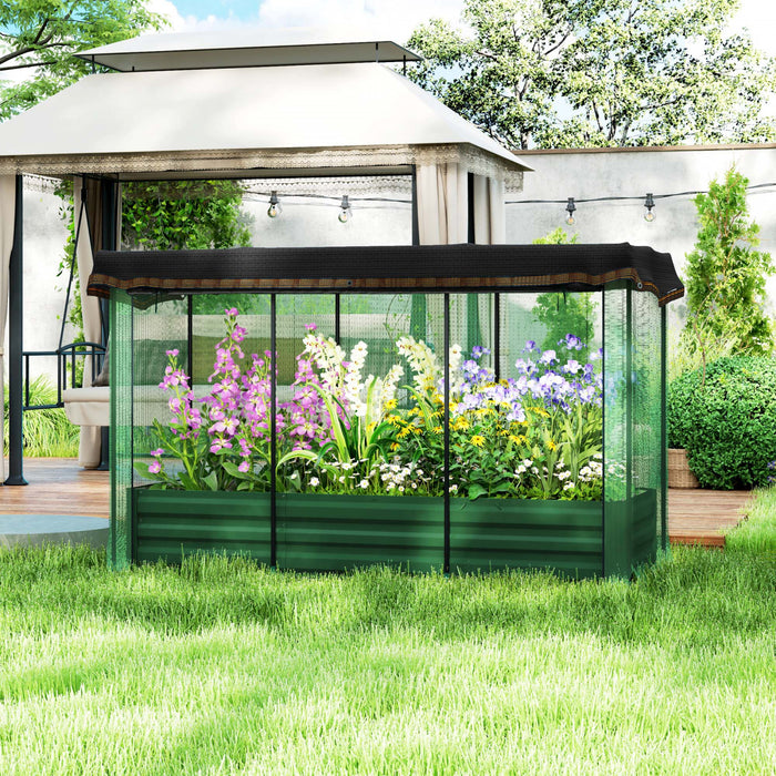 Outsunny Lit De Jardin Sureleve Galvanise Avec Cage De Culture Et Toile