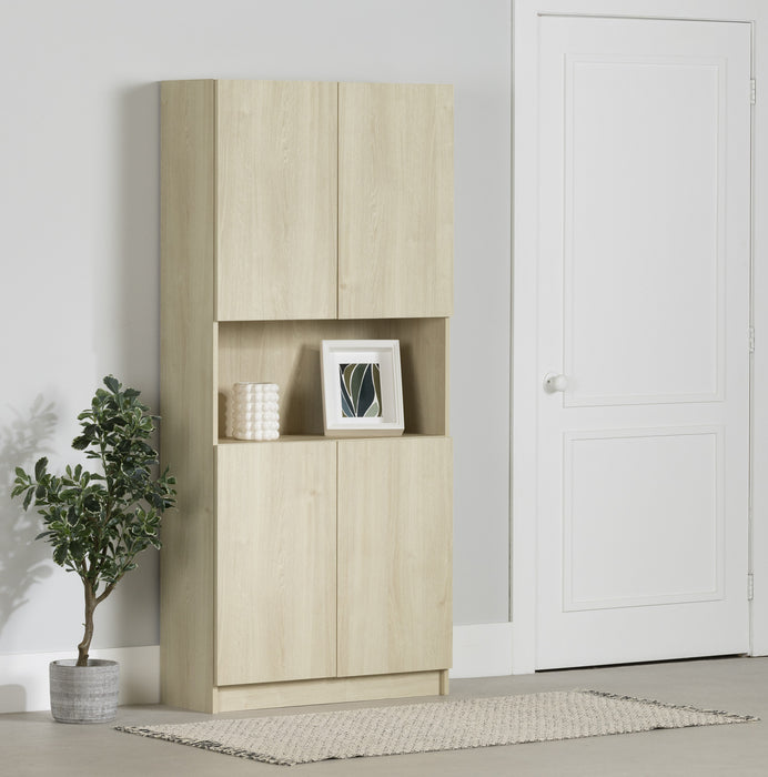 Liora Bibliotheque 4 Portes Et Rangement Ouvert - Chene Blanchi