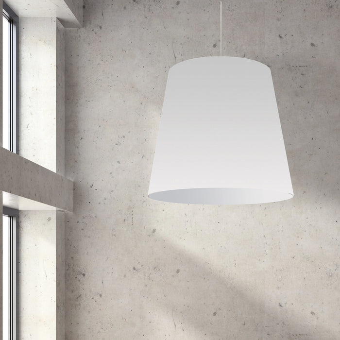 Très grand luminaire suspendu de Dainolite avec très grand abat-jour cylindrique blanc et 1 ampoule