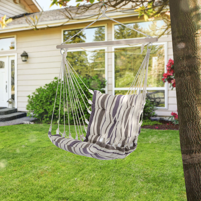 Outsunny Chaise Balancoire En Corde Tissee Pour Siege De Hamac Suspendu Portable Lit De Couchage Pour Jardin Exterieur Camping Marron