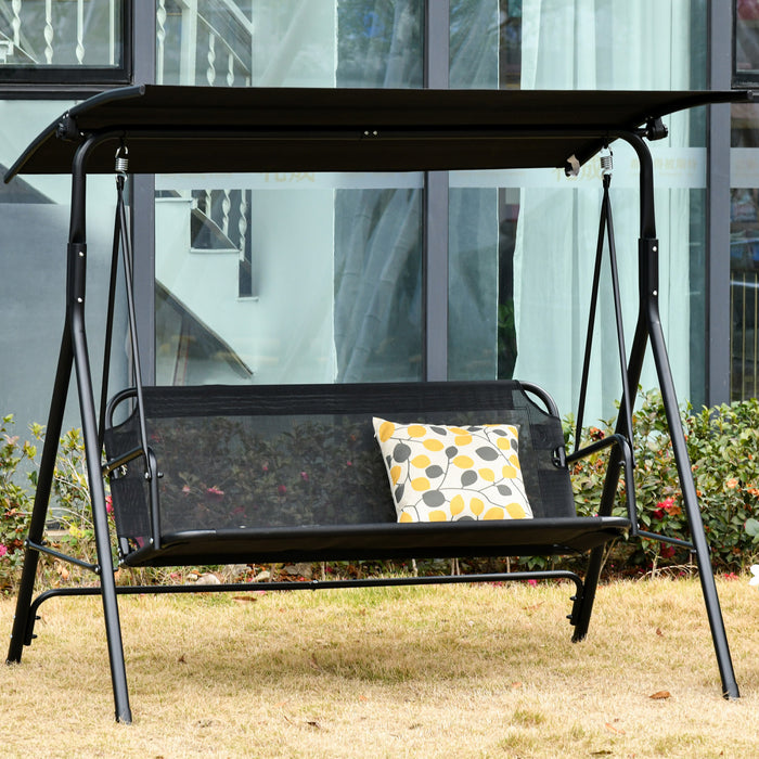 Outsunny Chaise Balancoire De Patio Pour L'exterieur, Noir