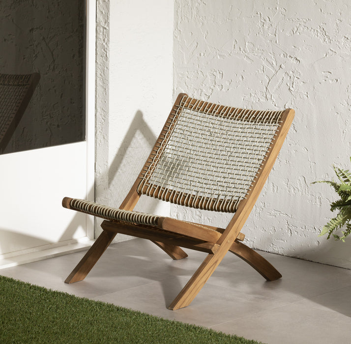Fauteuil de détente Agave en bois et en corde tressée - beige et naturel