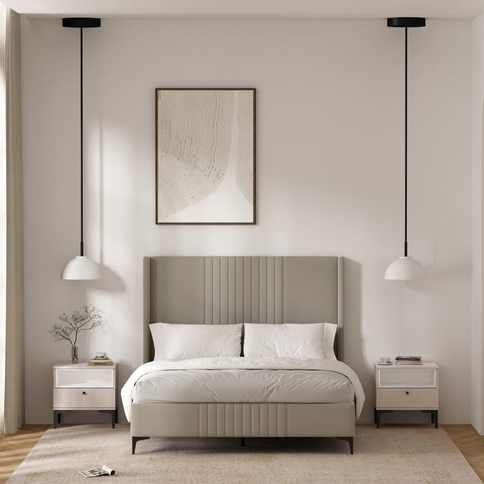 Table de nuit moderne Amara 20\" en rose pale et blanc (1 tiroir) - Lot de 2