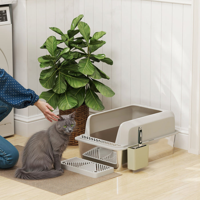 Bac A Litiere Pour Chat En Acier Inoxydable Avec Pelle