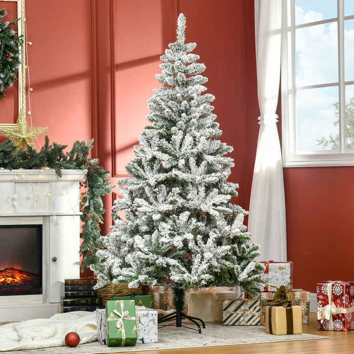 Homcom Sapin De Noel Artificiel Floque Avec Branches Realistes