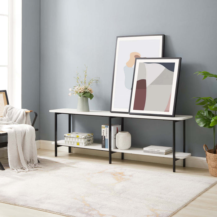 Console contemporaine moderne Celine 180 cm en blanc (2 etageres)