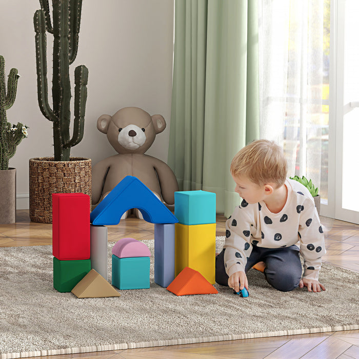 Qaba Equipement De Jeu Doux Pour Enfants, 11 Pieces, Jouets D'escalade, Blocs D'escalade Doux Pour Le Developpement Des Enfants Et L'education Des Couleurs, Couleur Foncee