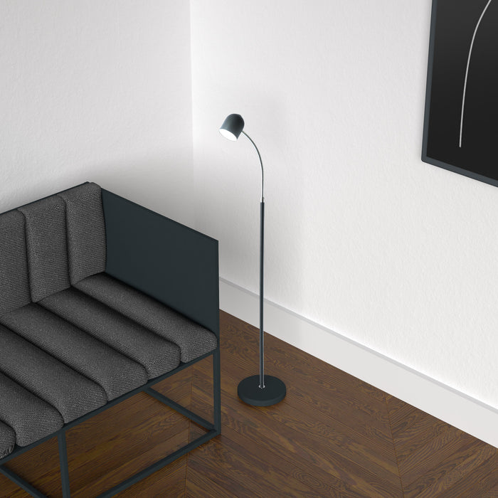 Lampe à pied de Dainolite avec fini noir satiné et ampoule à DEL de 5 W
