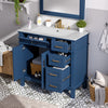 Marshall 36 Inch Modern Bathroom Vanity with Ceramic Sink & Storage, Blue | Meuble de salle de bain moderne Marshall 36 pouces avec lavabo ceramique et rangement, bleu