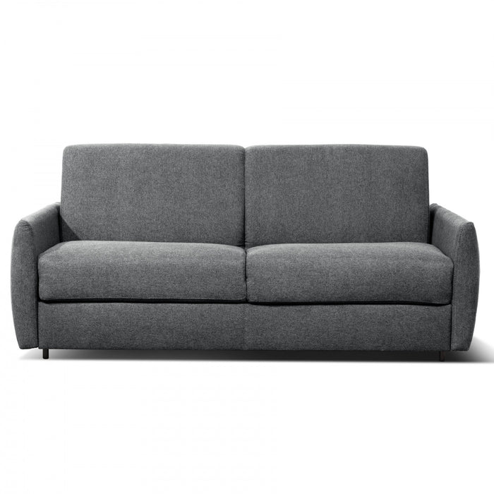 Enzo 73 po. Canape-lit italien en tissu avec matelas mousse memoire et accoudoirs arrondis - Gris fonce