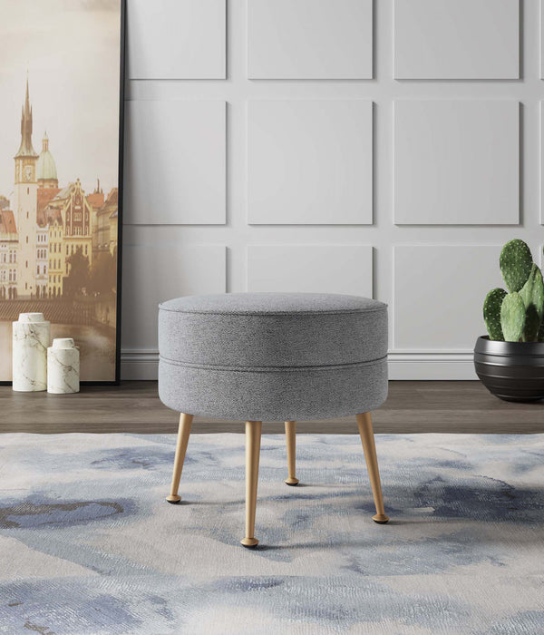 Pouf d’appoint Bailey style milieu du siecle moderne en tissu gris