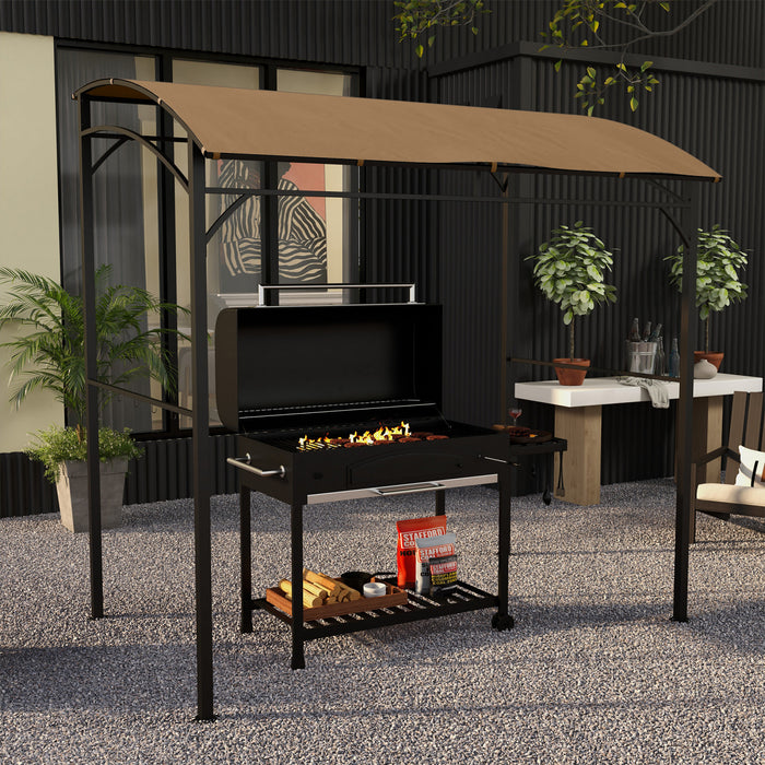 Outsunnytente Gazebo Bbq Grill 7' X 5' Avec Cadre En Acier Et Crochets