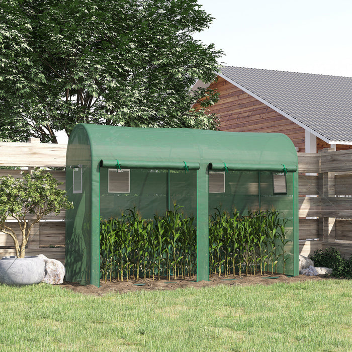 Outsunny Serre De Jardin Exterieure 9,8' X 3,3' X 6,6', Serre De Culture De Plantes A Cadre En Acier Avec Doubles Portes Et 4 Fenetres, Couverture En Pe Pour Jardin, Patio, Vert