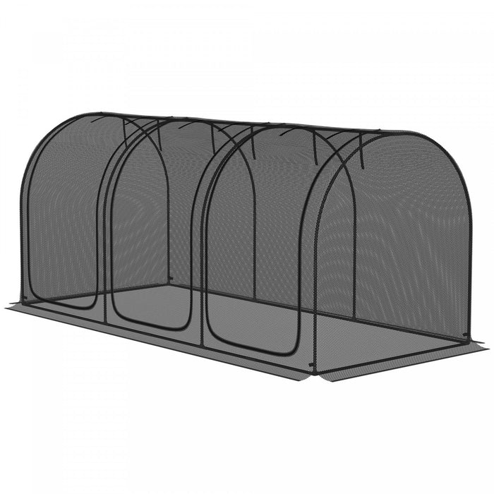 Outsunny Cage De Culture 9 X 4pi Avec Portes Zippees Sac De Rangement, Noir