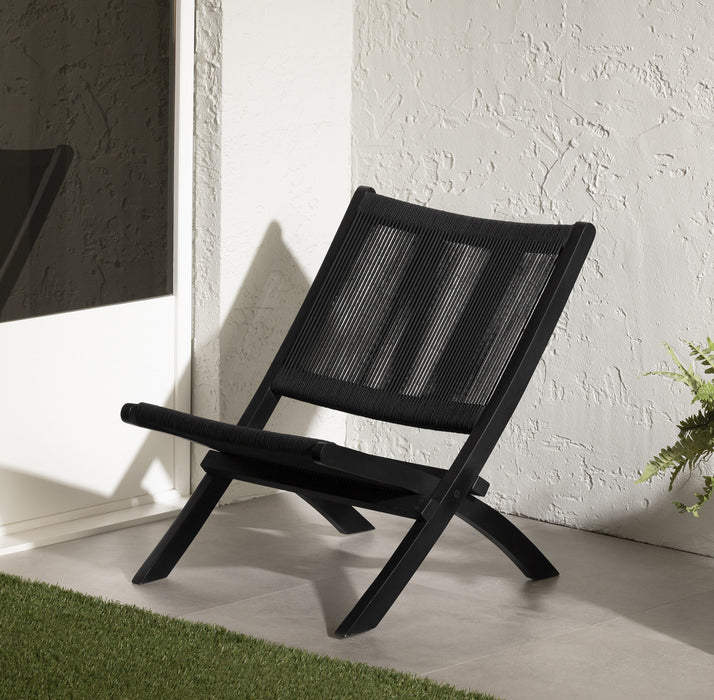 Fauteuil de détente Agave en bois et en corde - noir