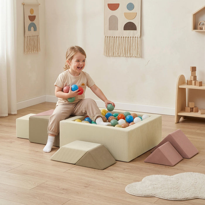 Qaba Jeux d’Escalade 9 Pieces pour Tout-Petits avec Tangram, Housses Lavables
