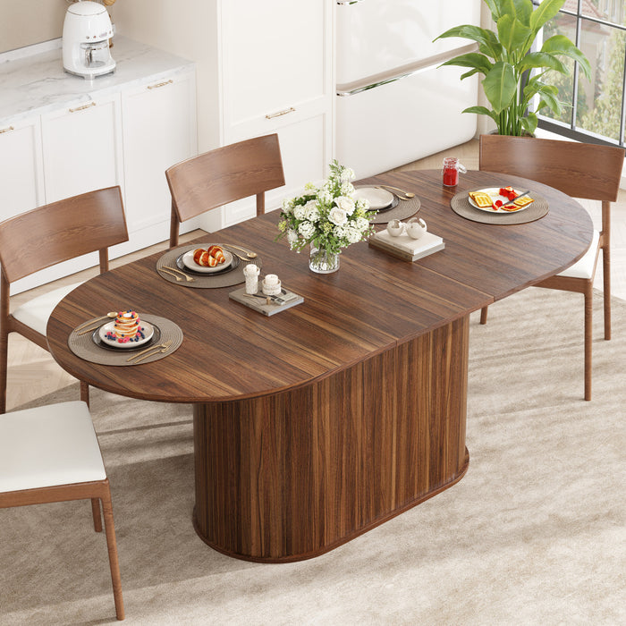 Noah Table a manger ovale extensible avec pieds rayes, marron