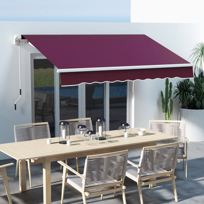 Outsunny Auvent Retractable 10' X 6.5' Avec Lumieres Led, Uv40+, Rouge Vin