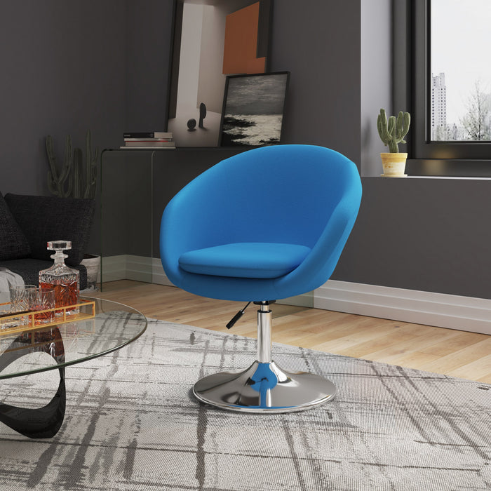 Fauteuil lounge pivotant moderne Hopper en tissu bleu - Lot de 2