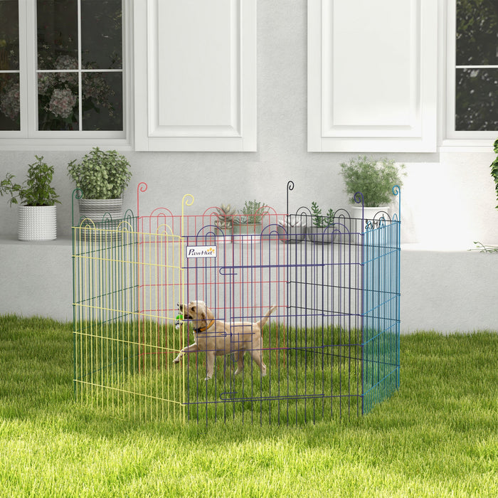 Pawhut 23.6 \"h Parc Pour Animaux De Compagnie En Metal Portable Hexagone Chien Cloture D'exercice Forme Flexible Caisse Pour Chiot Chenil Avec Porte Pour L'exterieur
