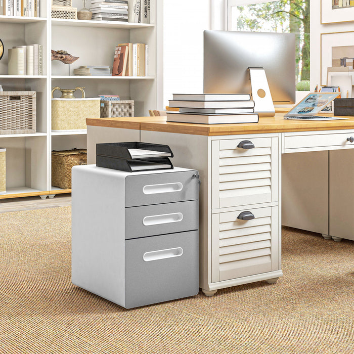 Vinsetto Classeur A 3 Tiroirs, Verrouillable Sur Roues Pour Le Bureau