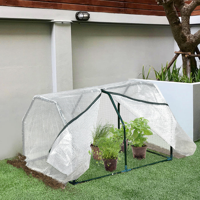 Outsunny 39\" X 28\" X 24\" Portable Mini Serre Pe Grow House Avec Fermeture Eclair Porte Jardinage Plante Couverture Cadre En Acier