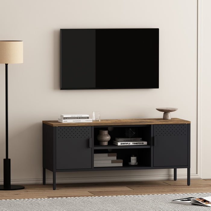 Armoire de rangement moderne Landen 47\" en metal, coloris noir