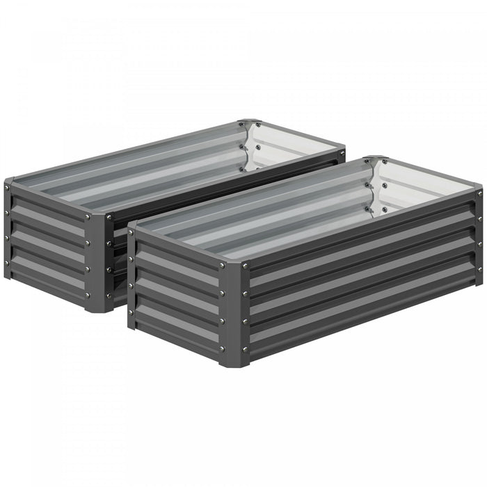 Outsunny Lits de jardin sureleves ensemble de 2, gris clair