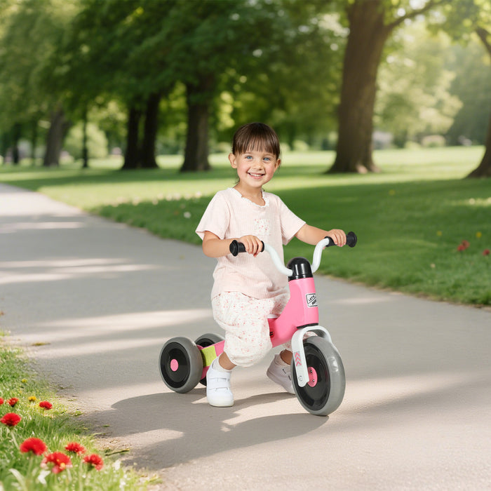 Draisienne Qaba pour bebes de 12 a 36 mois, draisienne sans pedales, 3 roues silencieuses, direction limitee et securisee, cadeau de premier anniversaire, rose