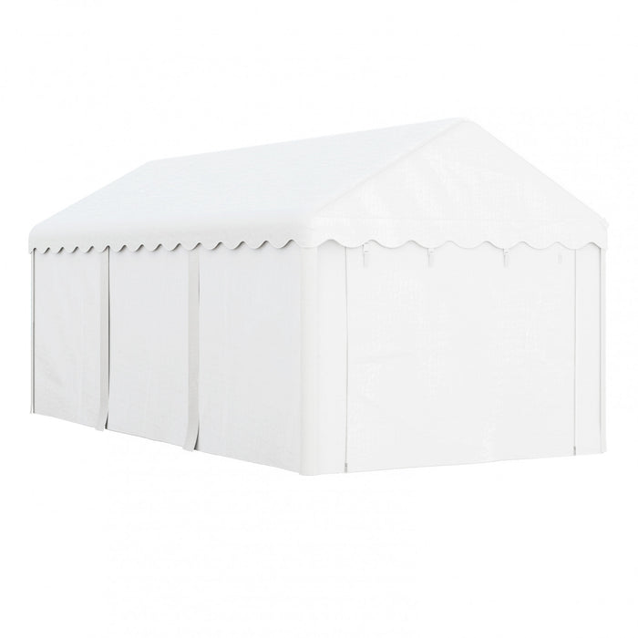Outsunny Abri D'auto 10 X 20 Pi Avec 2 Portes Enroulables, Blanc