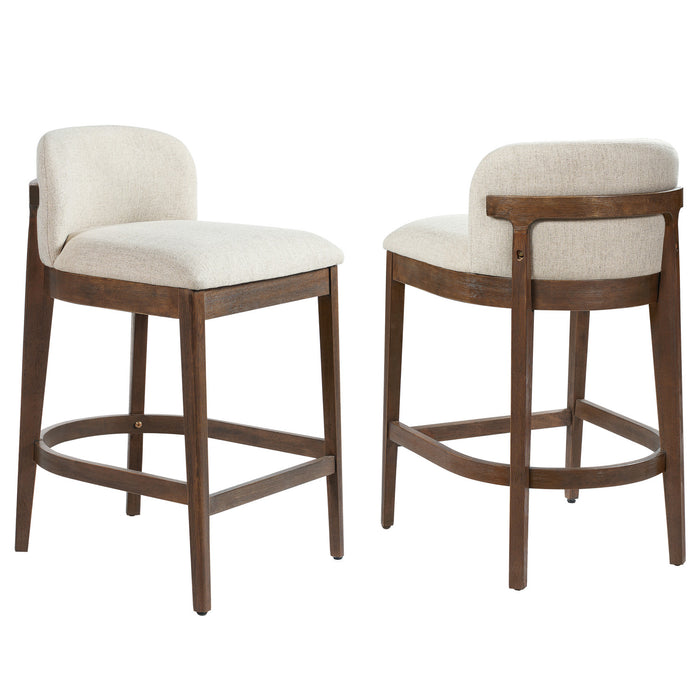 Calista – Lot de 2 tabourets de comptoir en bois d’hevea, finition noyer