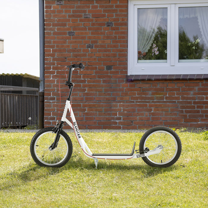 Trottinette Pour Les Jeunes, Ados Avec 16'' Roue Gonflable Freins Doubles Pour\n5 Ans Et Plus Blanc