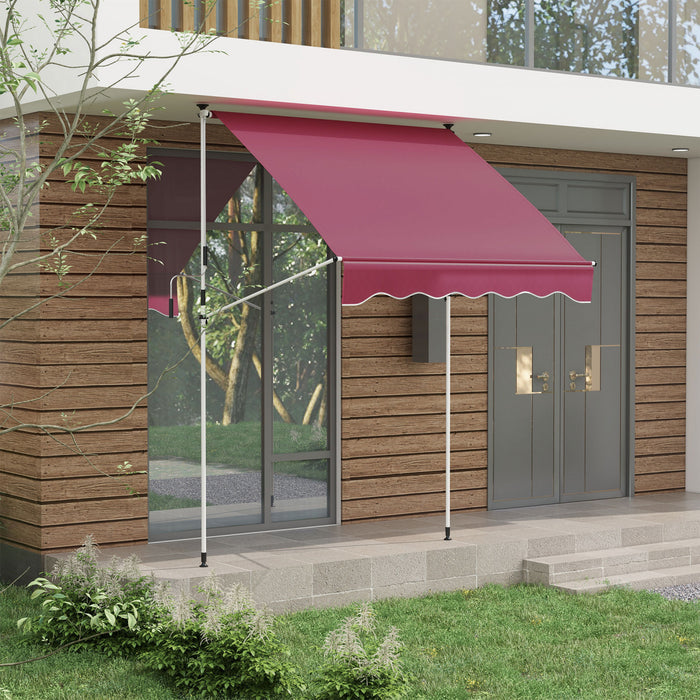 Outsunny 6.6'x5' Abri Solaire Retractable Manuel Pour Patio, Rouge Vin
