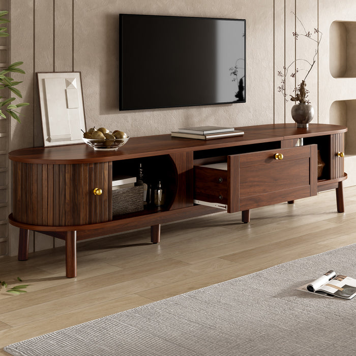 Oakmere Meuble TV Moderne 67 po avec Tiroir et Portes Coulissantes, Noyer