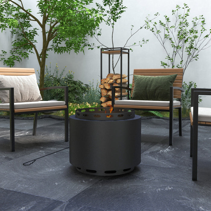 Outsunny Foyer Sans Fumee, Foyer A Bois Portable De 19 Po, Noir